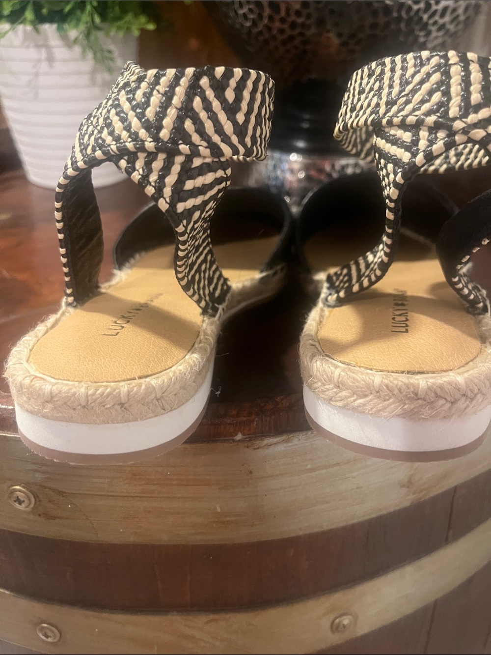 Lucky Brand Black Woven Espadrille Flats with Patterned Ankle Straps - Picture 5 of 10
